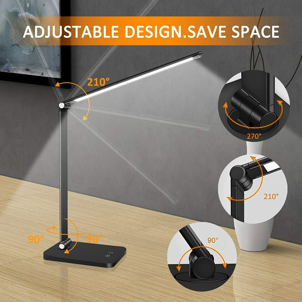 Lampara Led Escritorio Tactil De 3 Niveles Articulada