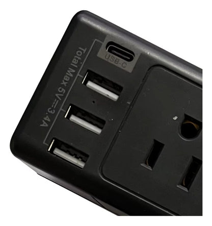 Multitoma Atornillable Escritorio Con 6 Tomas 4 Puertos Usb