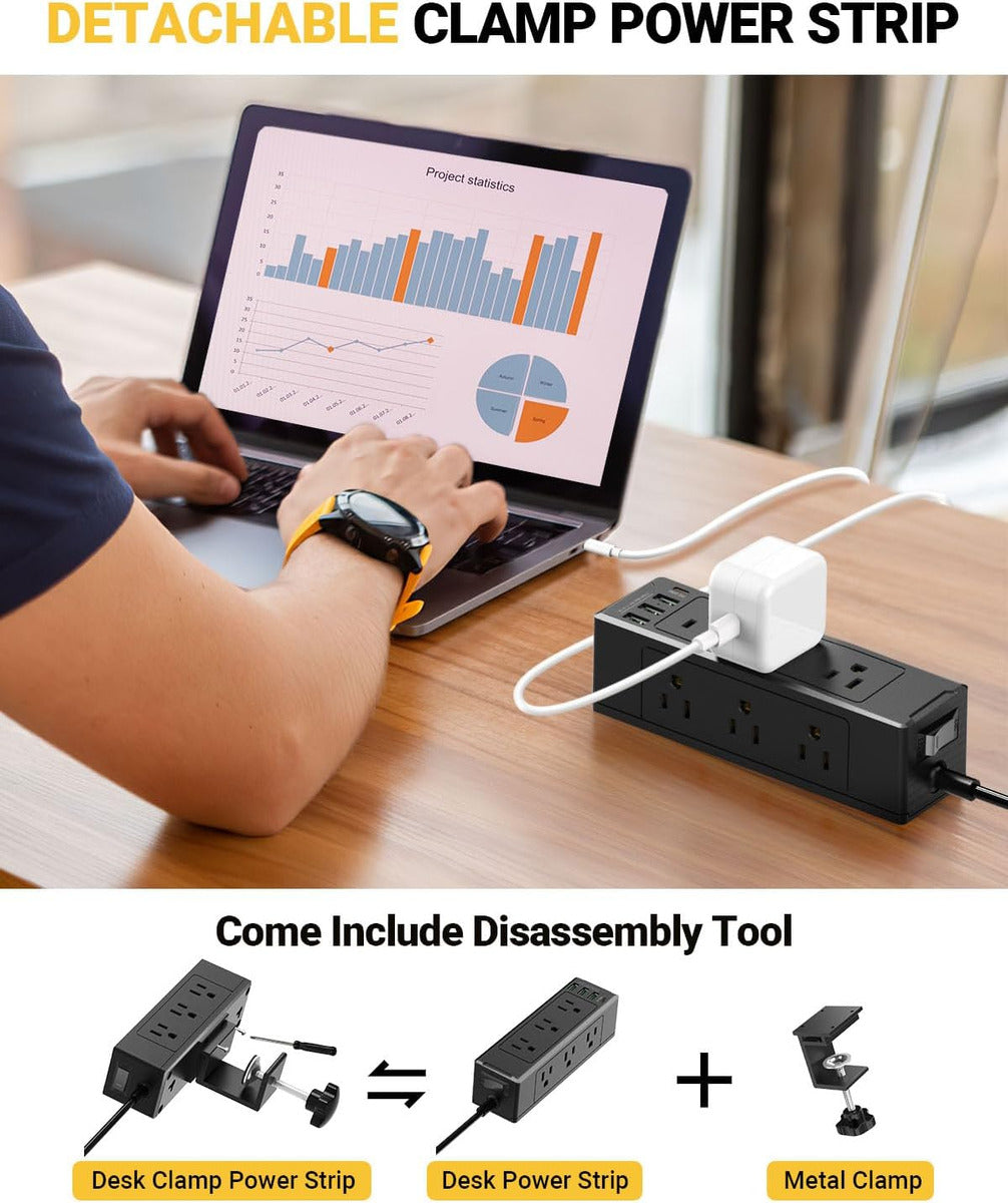 Multitoma Atornillable Escritorio Con 6 Tomas 4 Puertos Usb