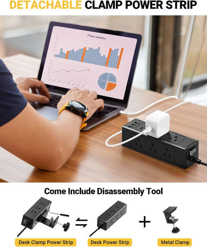 Multitoma Atornillable Escritorio Con 6 Tomas 4 Puertos Usb