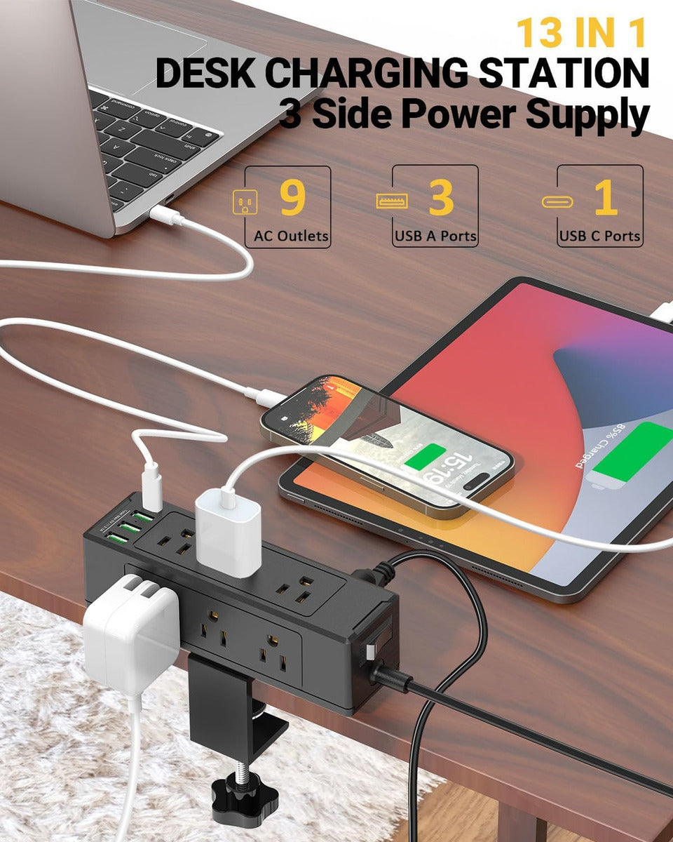 Multitoma Atornillable Escritorio Con 6 Tomas 4 Puertos Usb