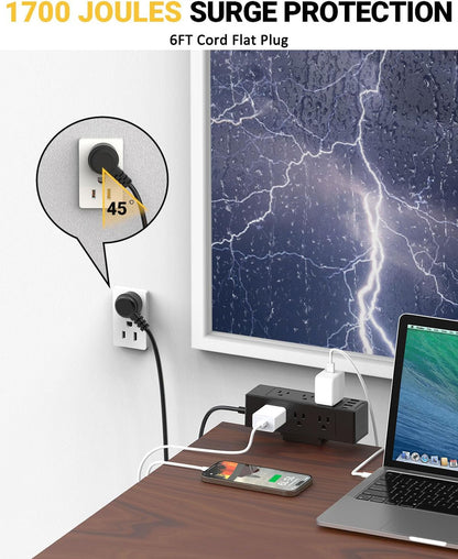 Multitoma Atornillable Escritorio Con 6 Tomas 4 Puertos Usb