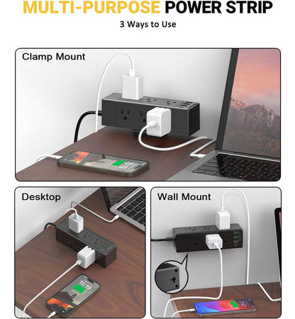 Multitoma Atornillable Escritorio Con 6 Tomas 4 Puertos Usb